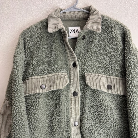 Zara Deep Pile Button Up Jacket Shirt Size Small - Picture 3 of 7